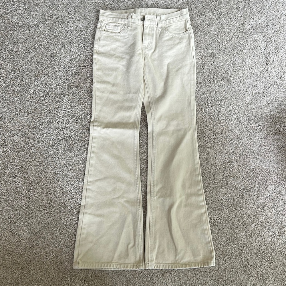 white flared jeans